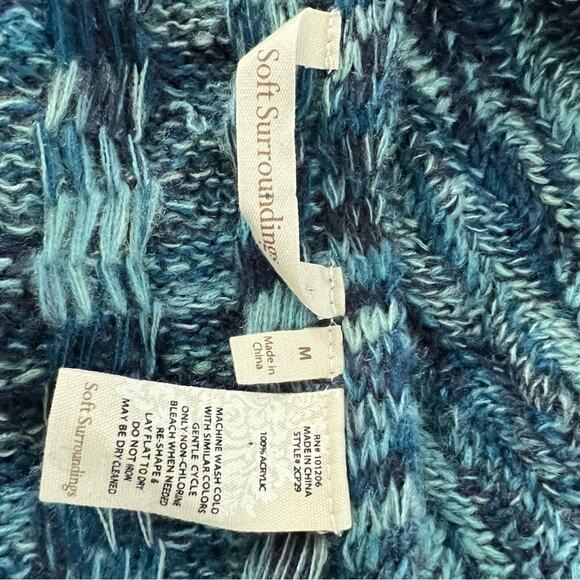 Soft Surroundings Zadie Open Front Blue Marled Knit Sweater Cardigan Size Medium - Picture 8 of 12